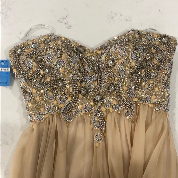 Jovani Strapless Beaded Gold Gown - Picture 2 of 4